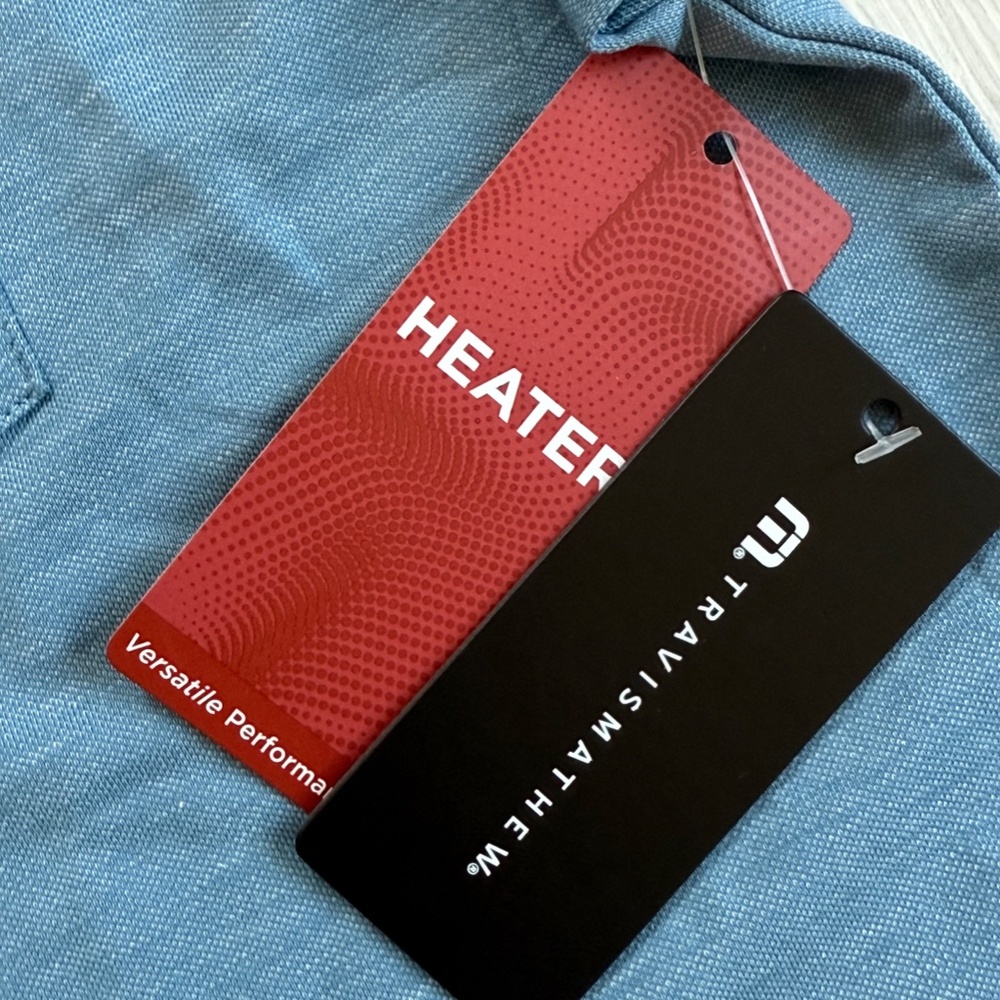 TravisMathew Men's Large ~ Featherweight Pocket Polo golf Shirt ~ Blue ~ NEW! - Picture 3 of 9